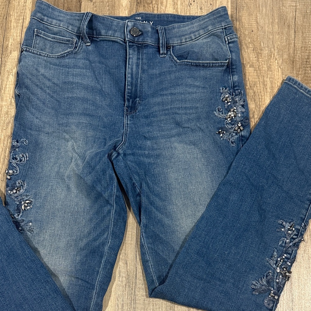 White House black market Blue Embellished Skinny Jeans